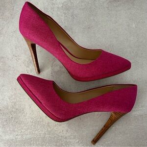 Charles by Charles David Plateau Magenta Linen Pumps, 9 NWOT